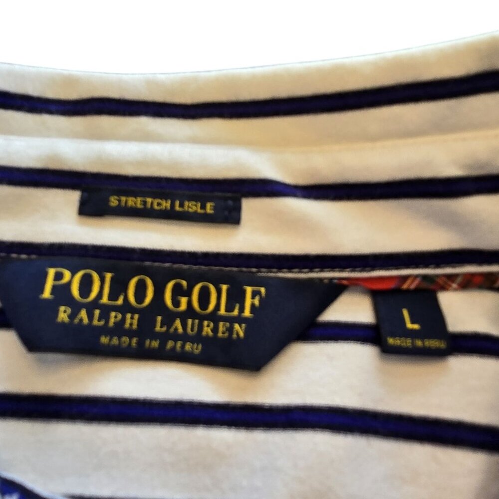 Polo Golf Ralph Lauren Mens Stretch Lisle Striped Polo Shirt L - Picture 3 of 7